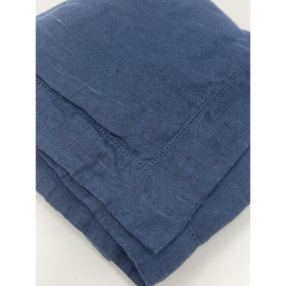 Single Pottery Barn BELGIAN FLAX LINEN Euro Sham Midnight Navy Blue Hem Stitch - Picture 2 of 3